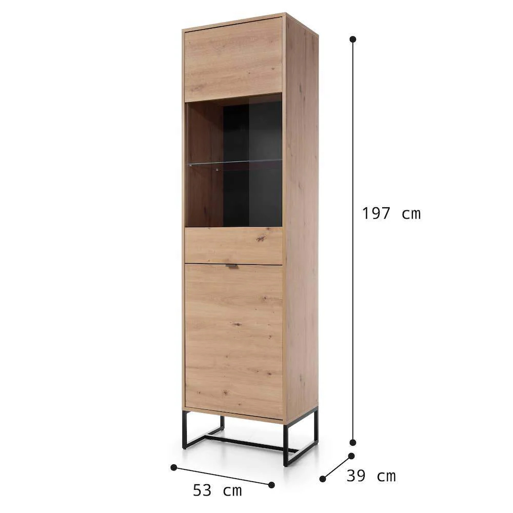 Amherst Wooden Display Cabinet Large With 2 Doors In Artisan Oak