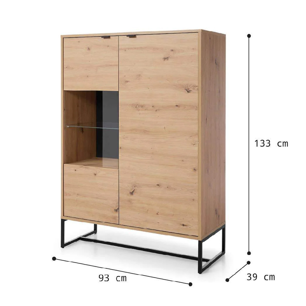 Amherst Wooden Display Cabinet Small With 2 Doors In Artisan Oak