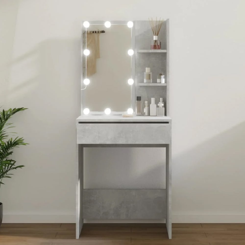 Read more about Amherst wooden dressing table in concrete grey with led lights