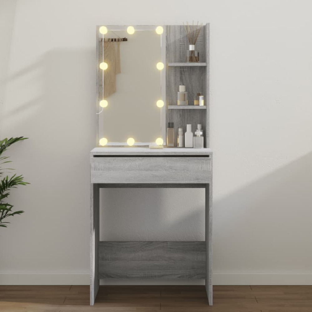 Amherst Wooden Dressing Table In Grey Sonoma With LED Lights