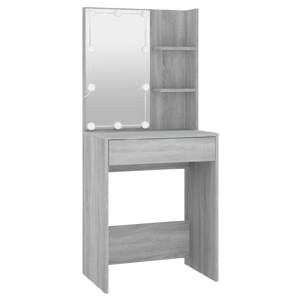 Amherst Wooden Dressing Table In Grey Sonoma With LED Lights