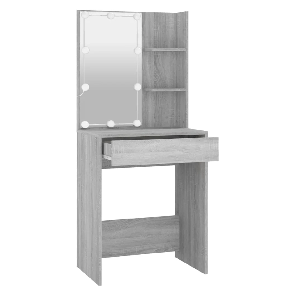 Amherst Wooden Dressing Table In Grey Sonoma With LED Lights