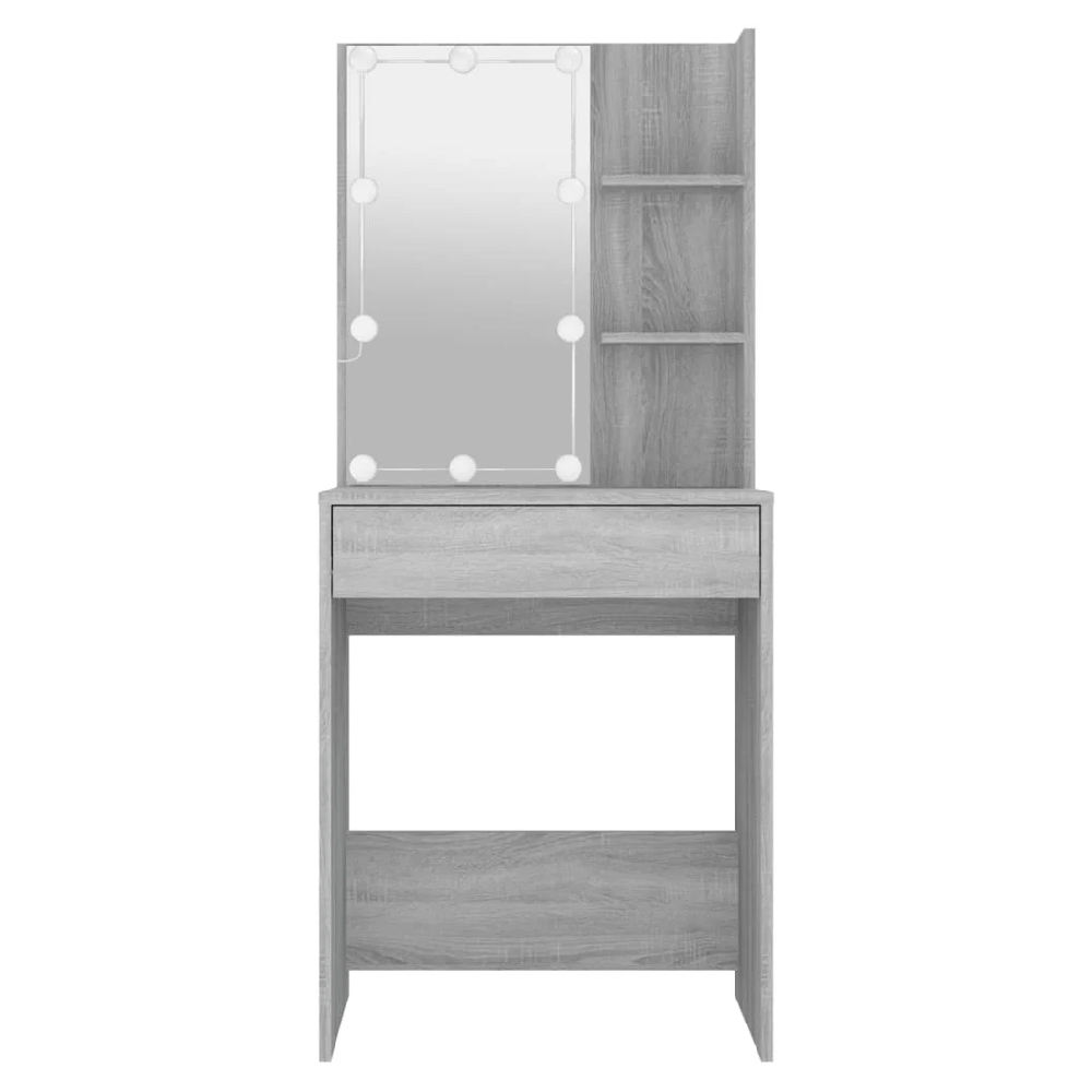 Amherst Wooden Dressing Table In Grey Sonoma With LED Lights