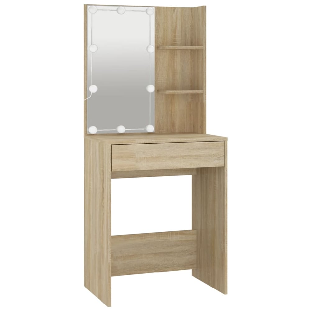 Amherst Wooden Dressing Table In Sonoma Oak With LED Lights