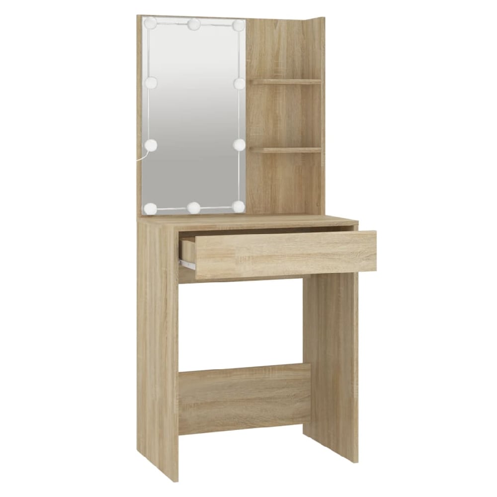 Amherst Wooden Dressing Table In Sonoma Oak With LED Lights