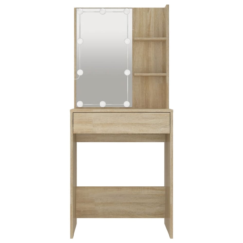 Amherst Wooden Dressing Table In Sonoma Oak With LED Lights