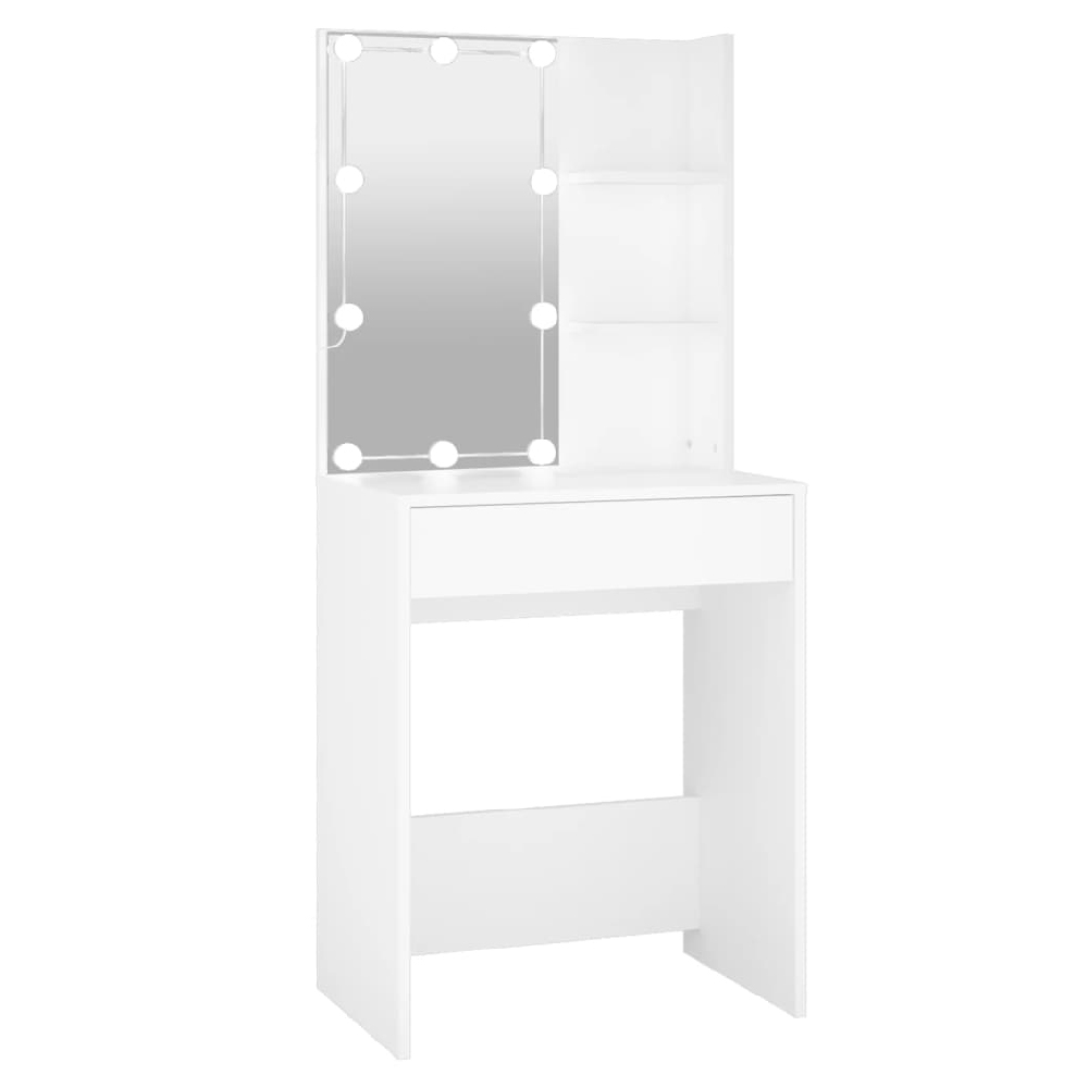 Amherst Wooden Dressing Table In White With LED Lights