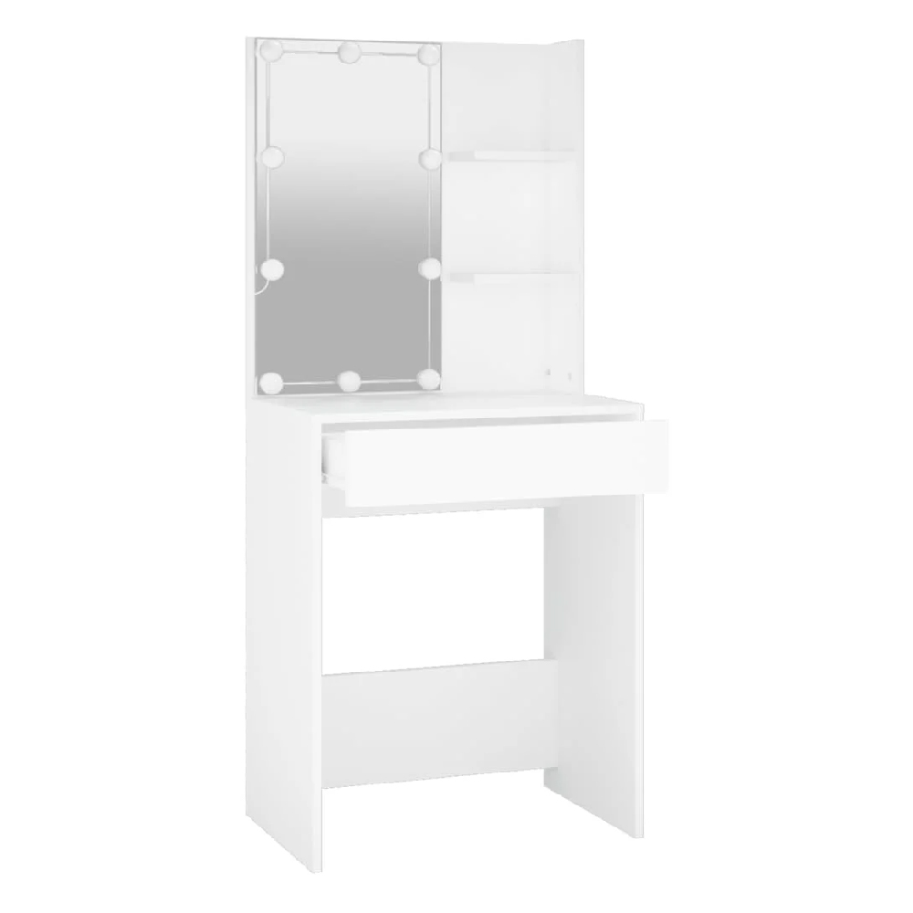 Amherst Wooden Dressing Table In White With LED Lights