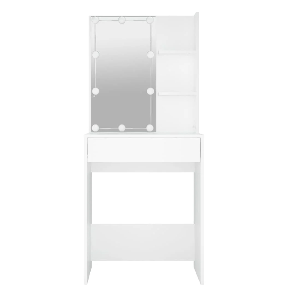 Amherst Wooden Dressing Table In White With LED Lights