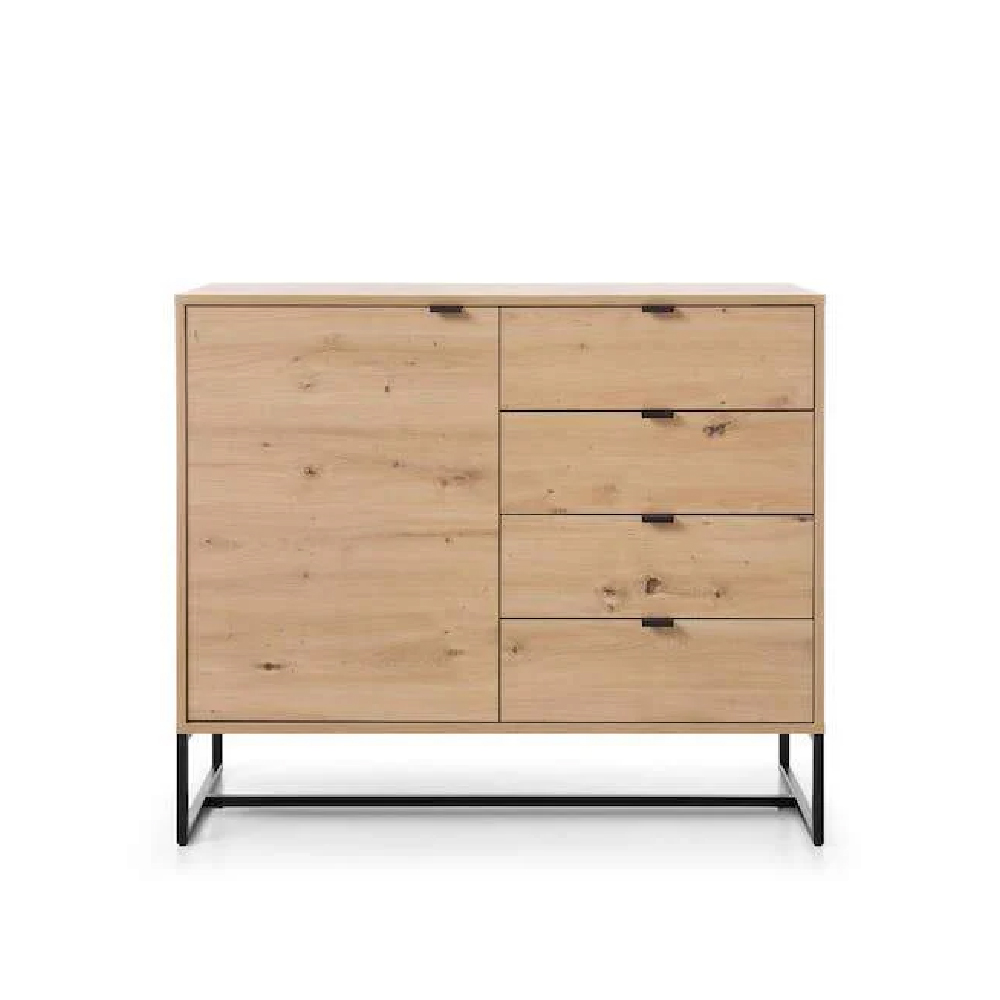 Amherst Wooden Sideboard With 1 Door 4 Drawers In Artisan Oak