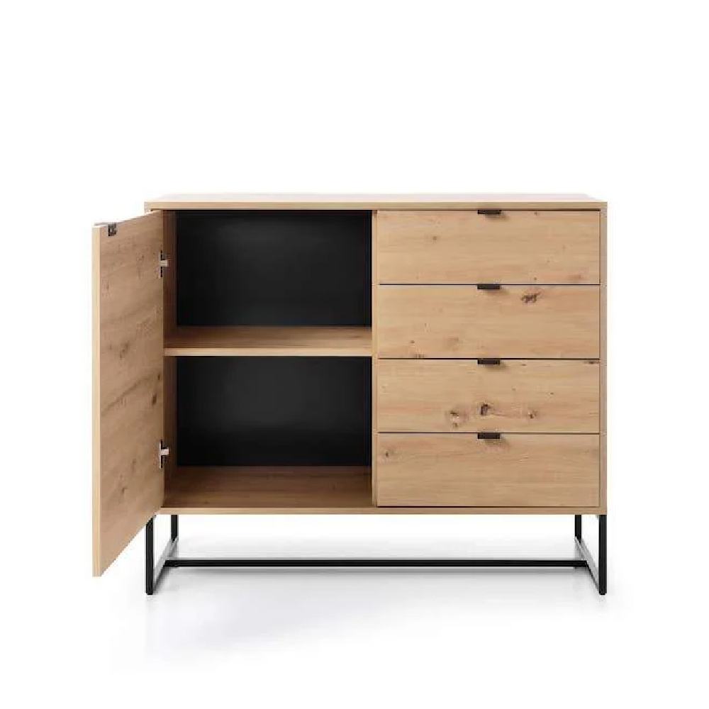 Amherst Wooden Sideboard With 1 Door 4 Drawers In Artisan Oak