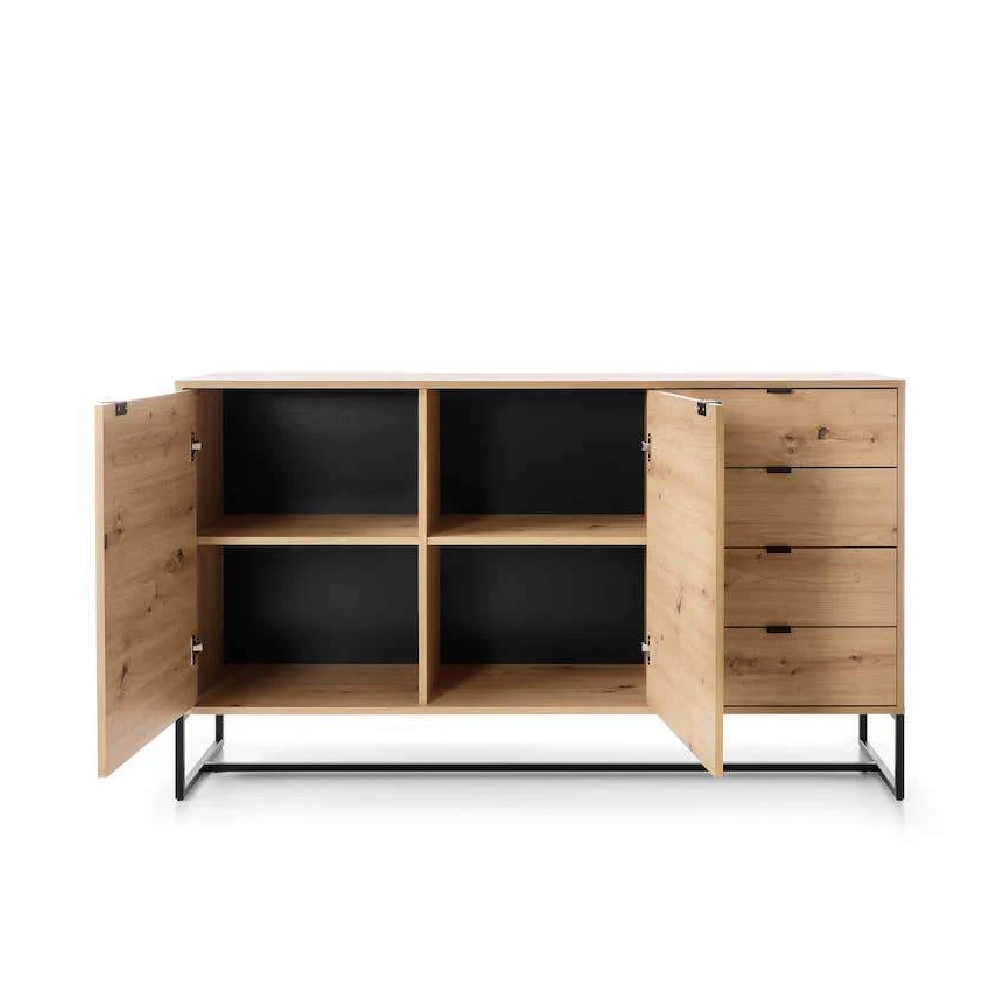 Amherst Wooden Sideboard With 2 Doors 4 Drawers In Artisan Oak