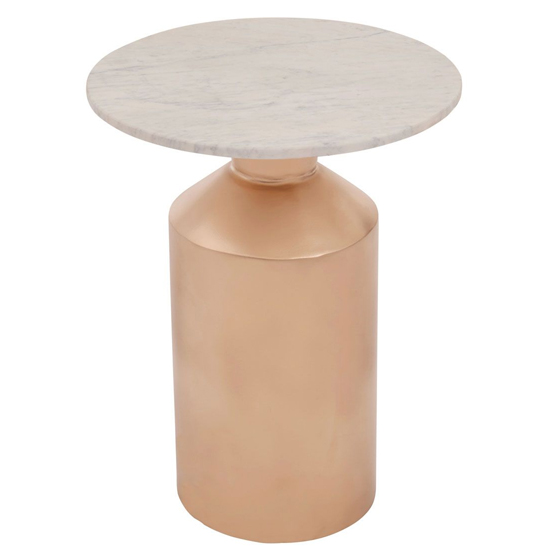 Amiga Round Carrara Marble Top Side Table With Gold Base
