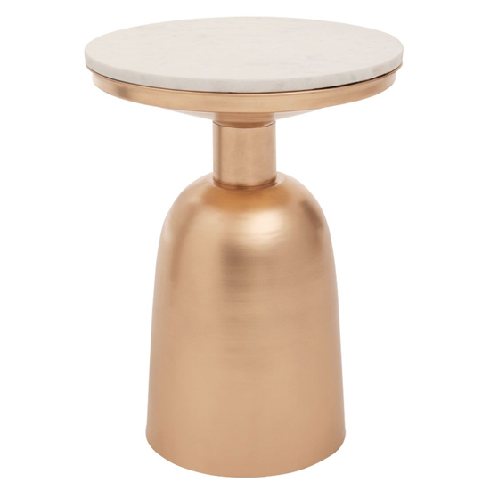 Amiga Round White Marble Top Side Table With Gold Base Furniture in