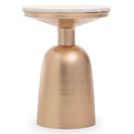 Read more about Amiga round white marble top side table with gold base