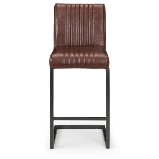 Barras Brown Faux Leather Stools With Black Metal Legs In Pair_3