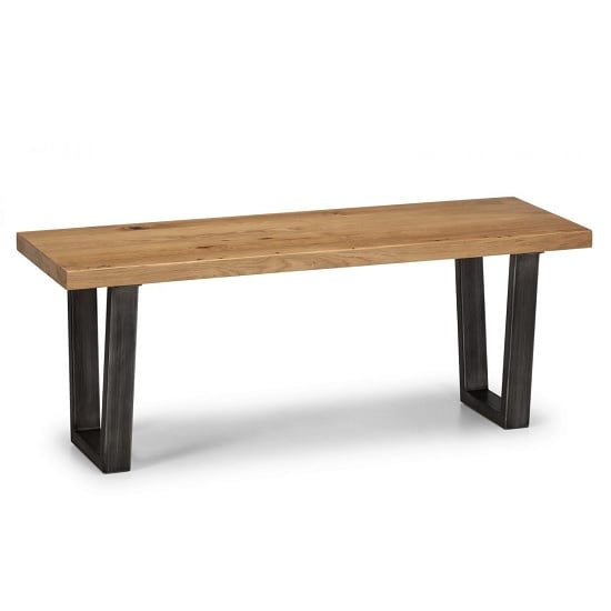Barras Wooden Dining Bench In Solid Oak And Metal Legs_1
