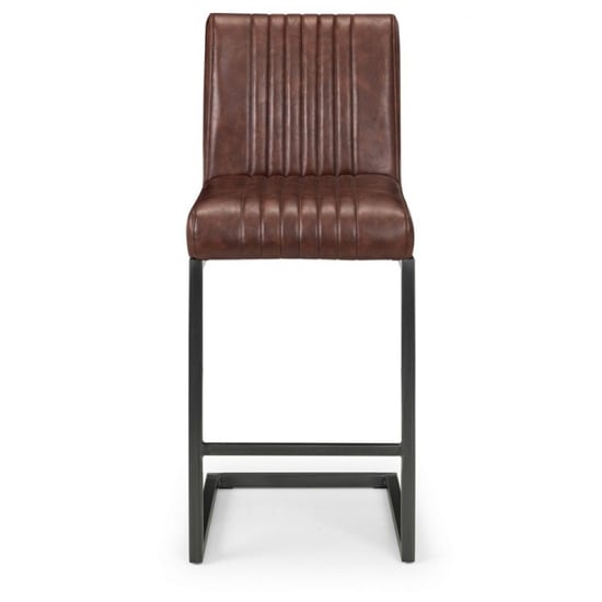 Barras Faux Leather Bar Stool In Brown With Black Metal Legs_2