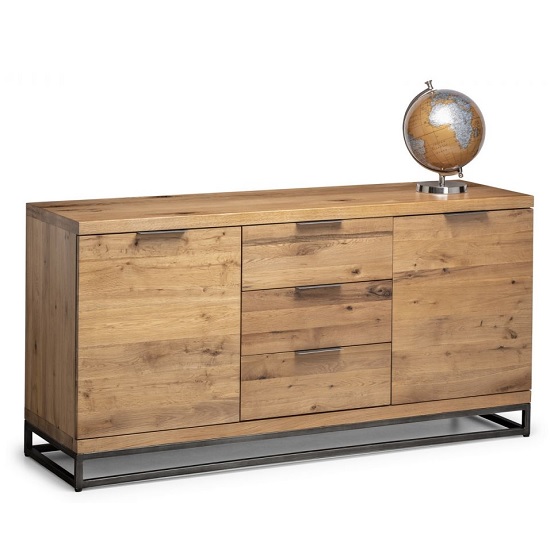 Barras Wooden Sideboard In Solid Oak With 2 Doors And 3 Drawers_3