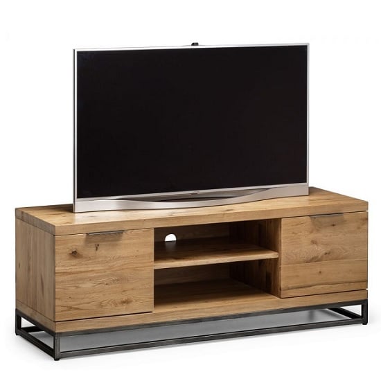 Read more about Barras wooden tv stand in solid oak and metal legs