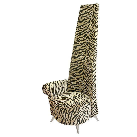 Amily Right Handed Potenza Chair In Gold Velvet Tiger Print