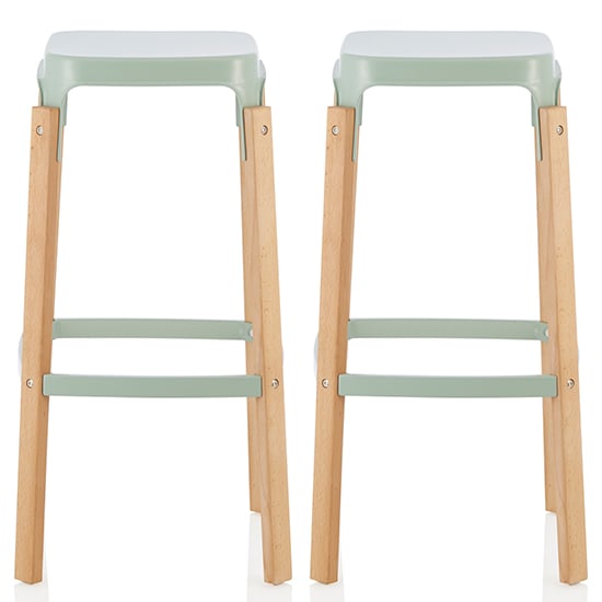 Read more about Amityville glossy green 76cm metal fixed bar stools in pair