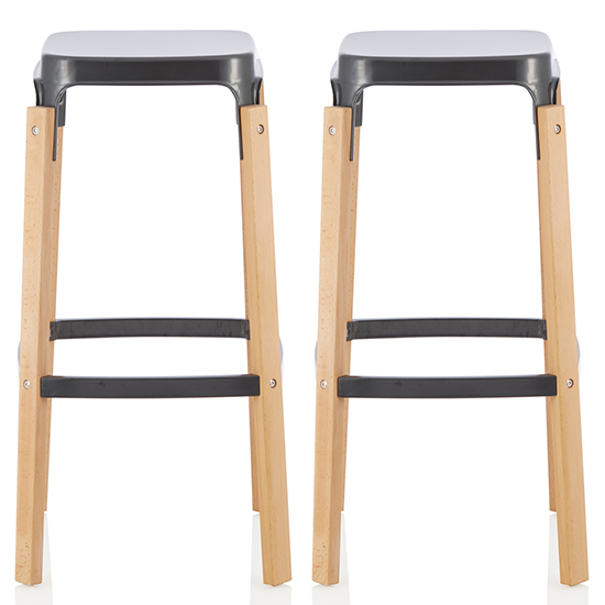 Product photograph of Amityville Gun Metal 76cm Metal Fixed Bar Stools In Pair from Furniture in Fashion