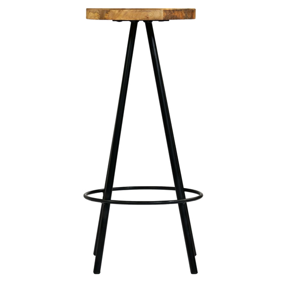 Amiya Natural Wooden Bar Stools With Steel Frame In A Pair_2