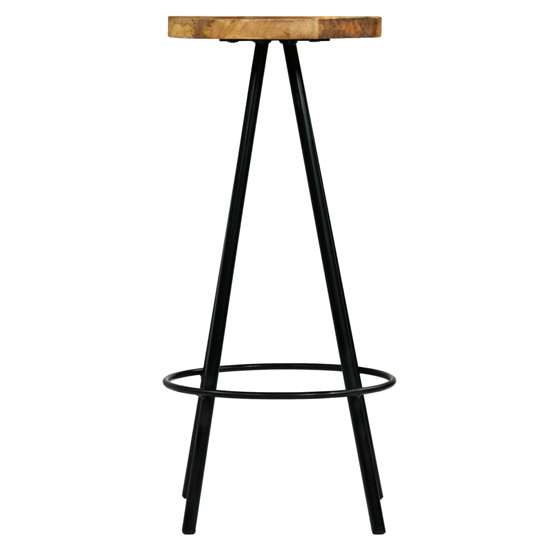 Amiya Natural Wooden Bar Stools With Steel Frame In A Pair