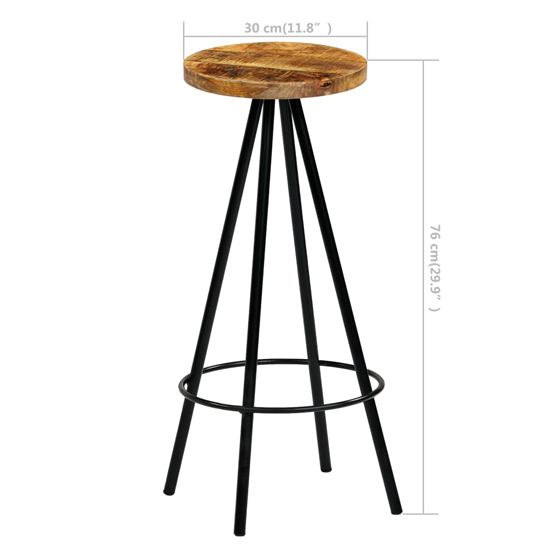 Amiya Natural Wooden Bar Stools With Steel Frame In A Pair_3