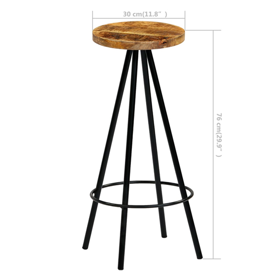 Amiya Natural Wooden Bar Stools With Steel Frame In A Pair