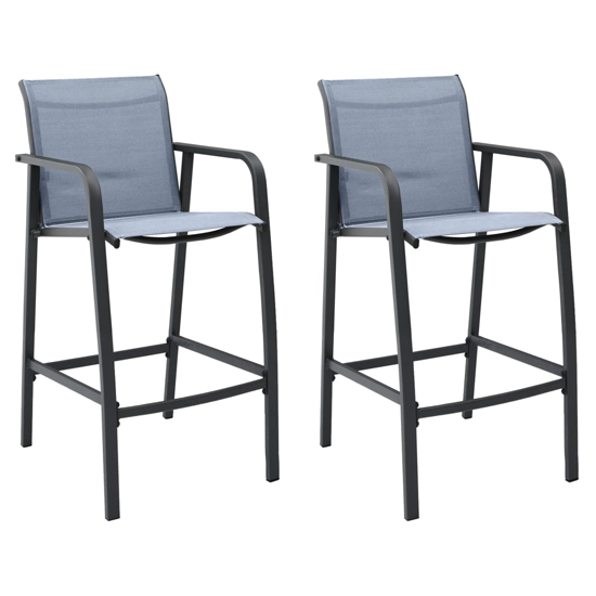 Ammy Grey Textilene Bar Chairs With Steel Frame In A Pair