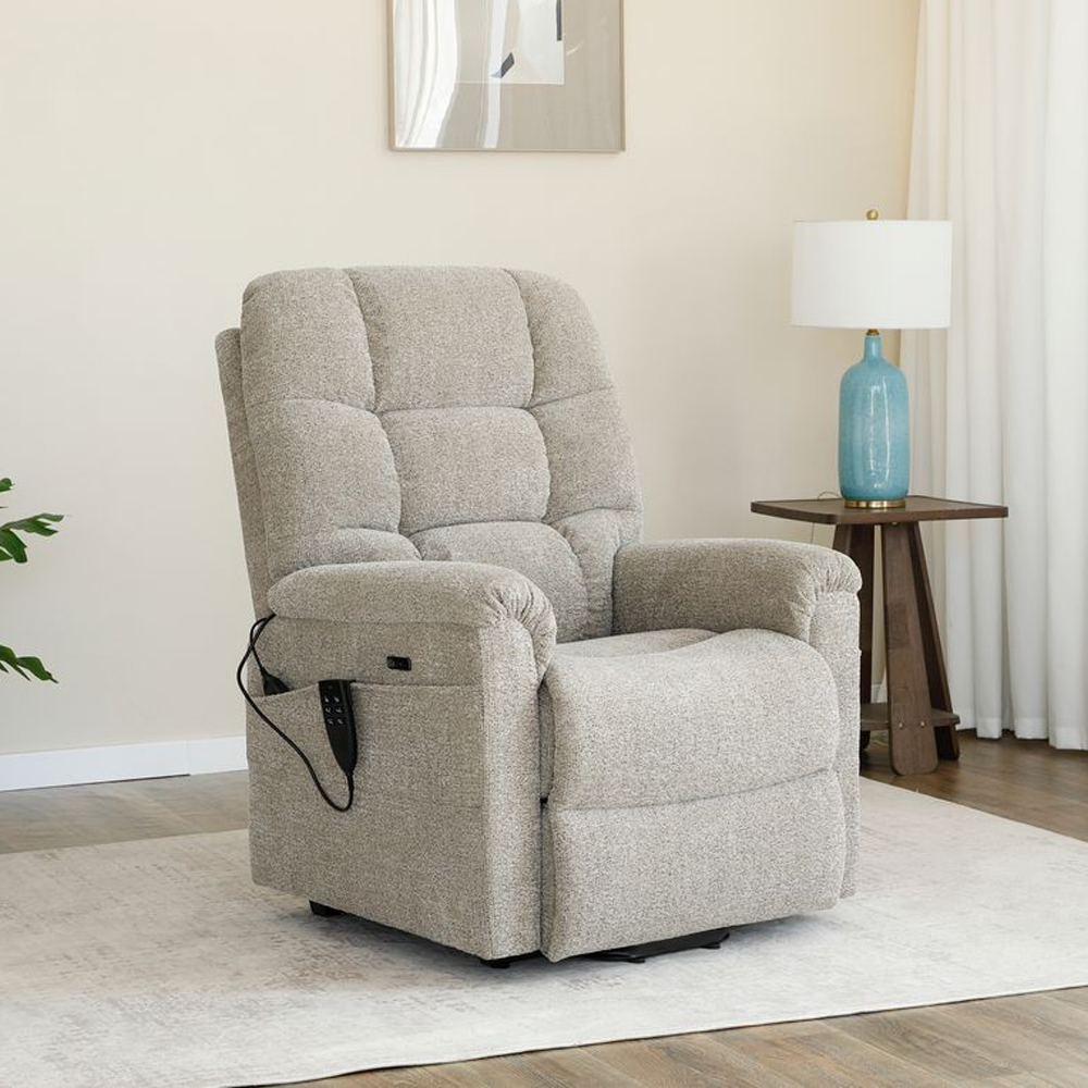 Amonte Fabric Triple Motor Recliner Chair in Egyptian Sand
