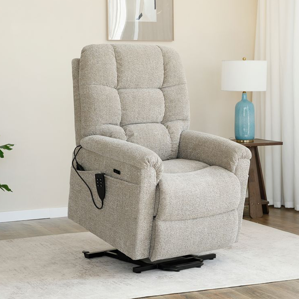 Amonte Fabric Triple Motor Recliner Chair in Egyptian Sand