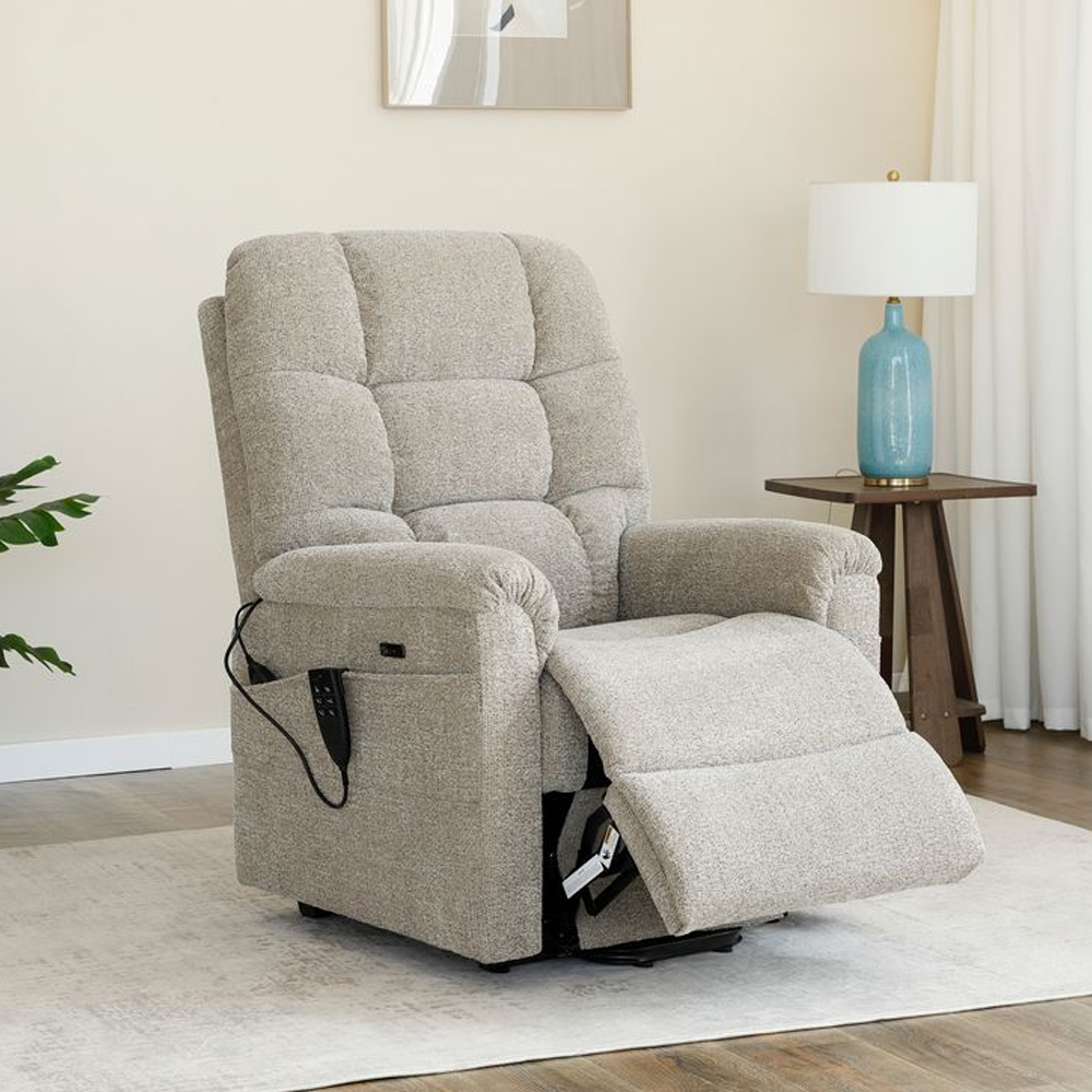 Amonte Fabric Triple Motor Recliner Chair in Egyptian Sand