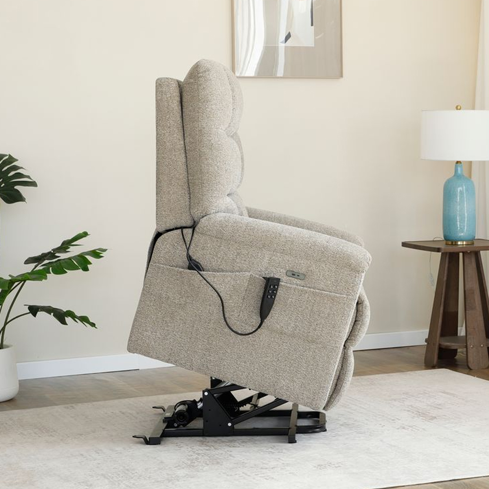 Amonte Fabric Triple Motor Recliner Chair in Egyptian Sand