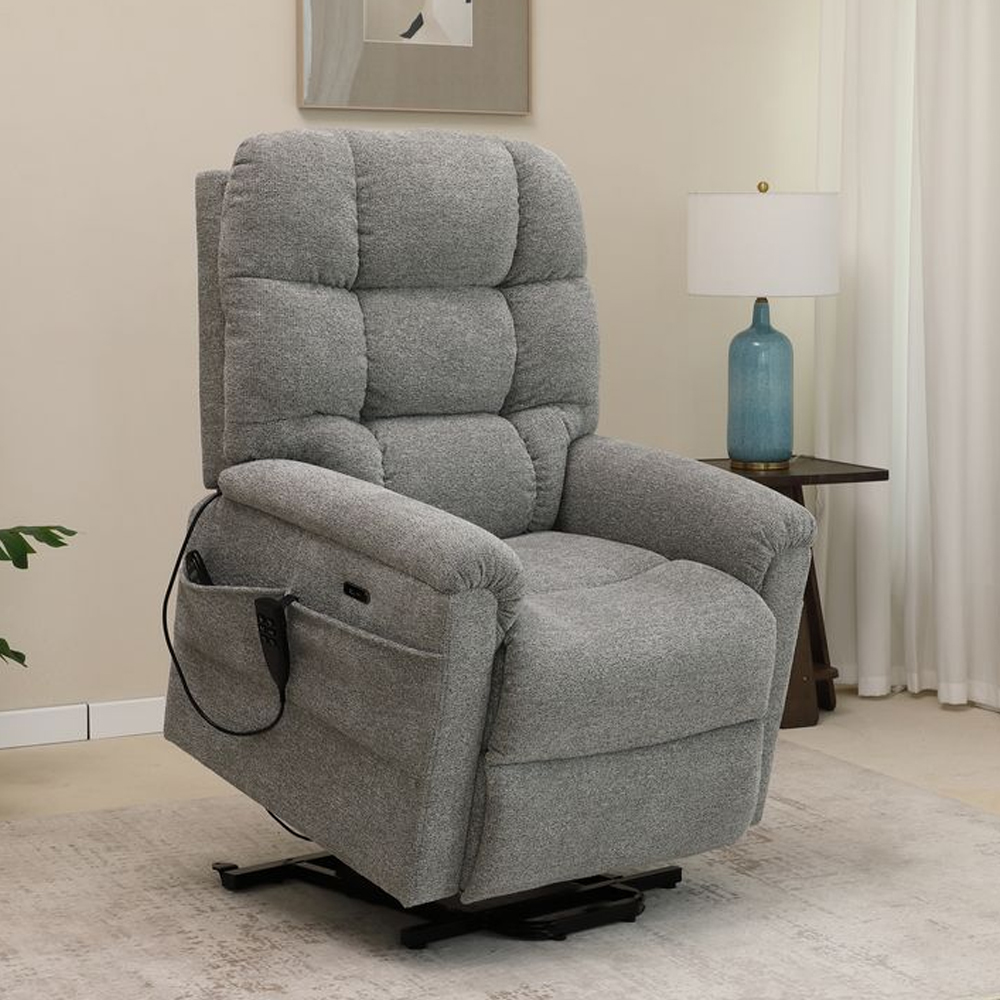 Amonte Fabric Triple Motor Recliner Chair in Mottled Grey