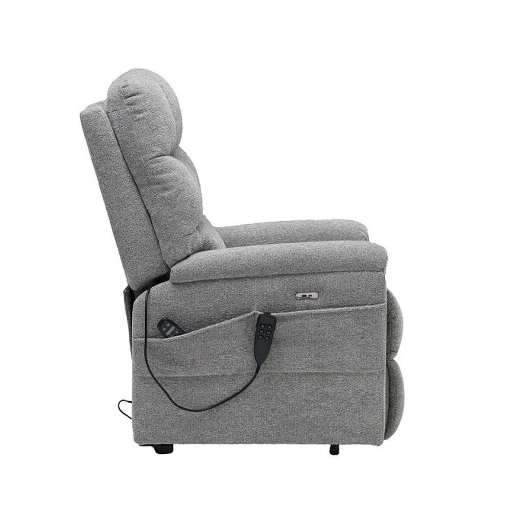 Amonte Fabric Triple Motor Recliner Chair in Mottled Grey