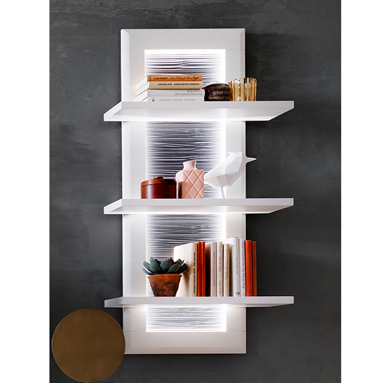 Amora LED Wooden Wall Shelving Unit In Matt White Furniture in Fashion