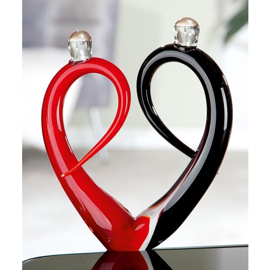 Product photograph of Amore Glass Couple Design Sculpture In Black And Red from Furniture in Fashion