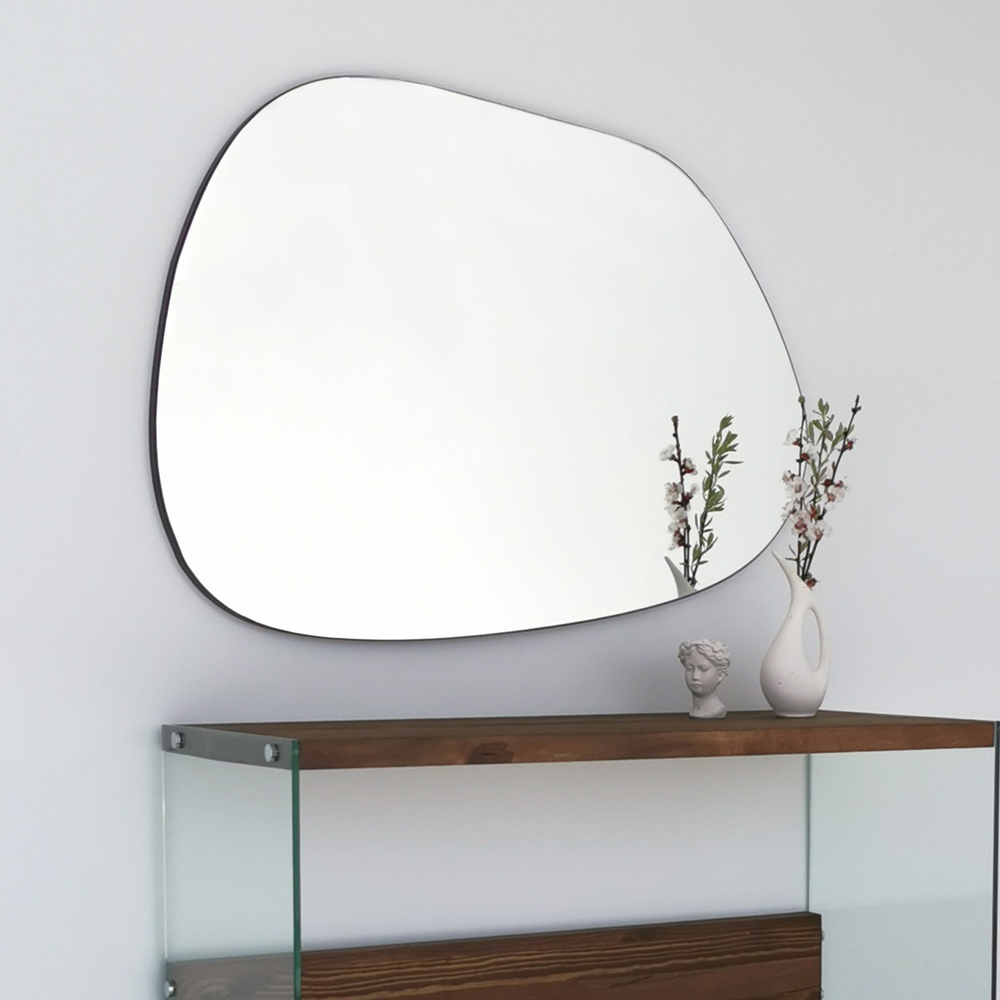 Amorphous Glass Pebble Wall Mirror in Transparent