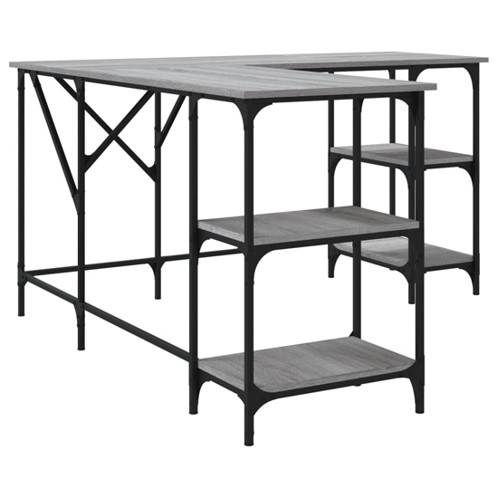 Ampthill Wooden Laptop Desk Corner In Grey Sonoma