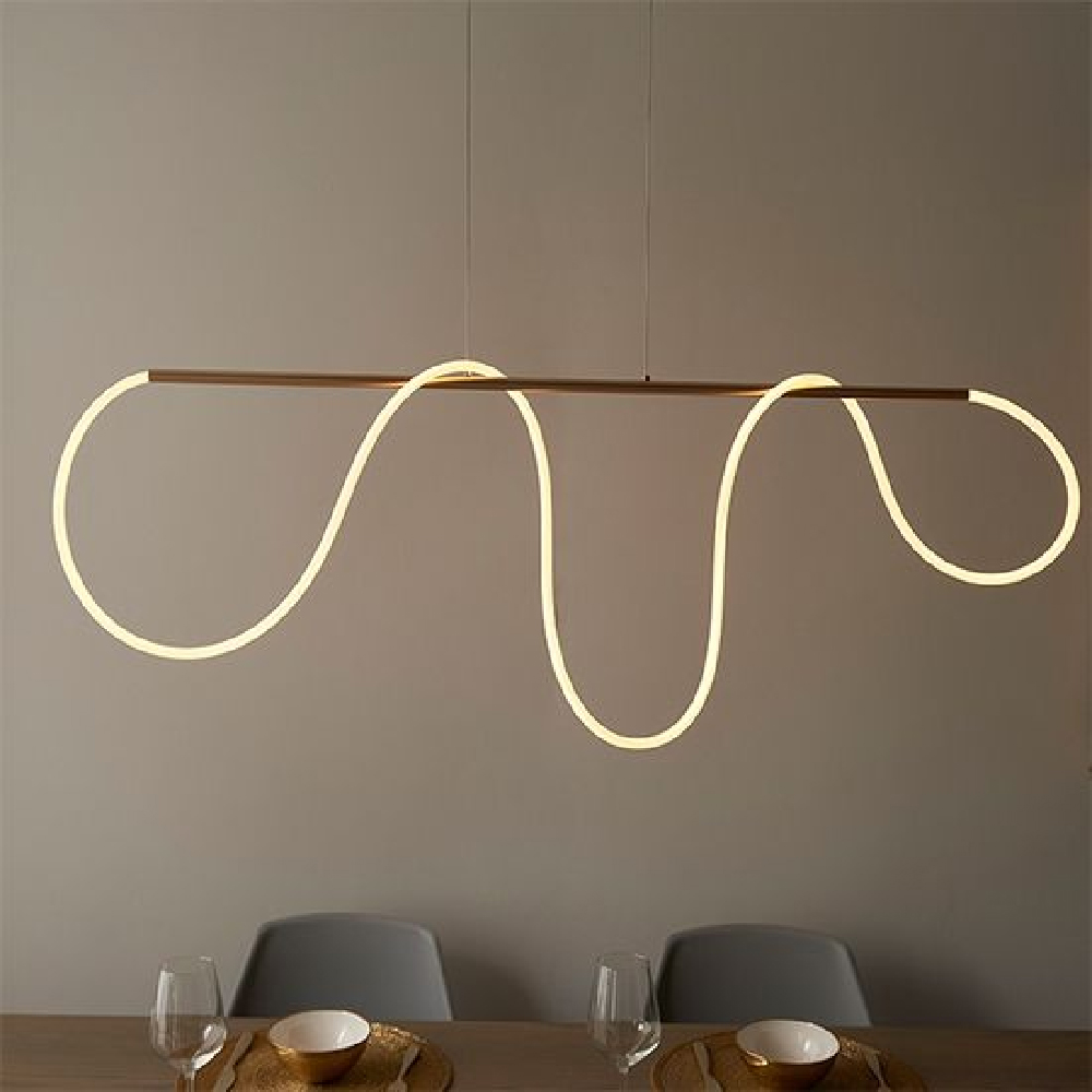 Amqui LED Silicone Tube Pendant Ceiling Light In Gold