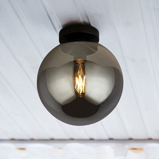 Photo of Amsterdam 1 ceiling light in matt black with smoked glass