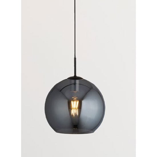 Read more about Amsterdam 1 pendant light in matt black with smoked glass