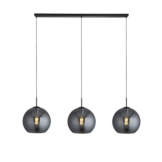 Product photograph of Amsterdam Bar 3 Pendant Light In Matt Black With Smoked Glass from Furniture in Fashion