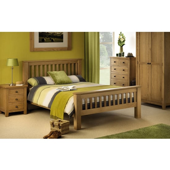 Achaia Wooden High Foot End Double Bed In Oak_2