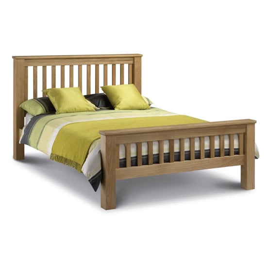 Read more about Achaia wooden high foot end double bed in oak