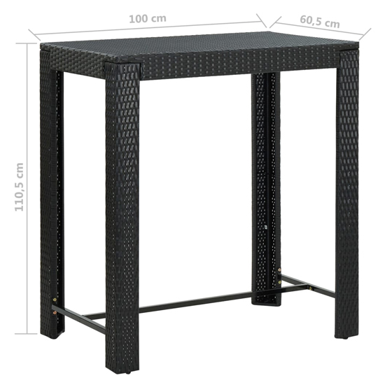 Amy Large Poly Rattan Bar Table With 4 Audriana Chairs In Black