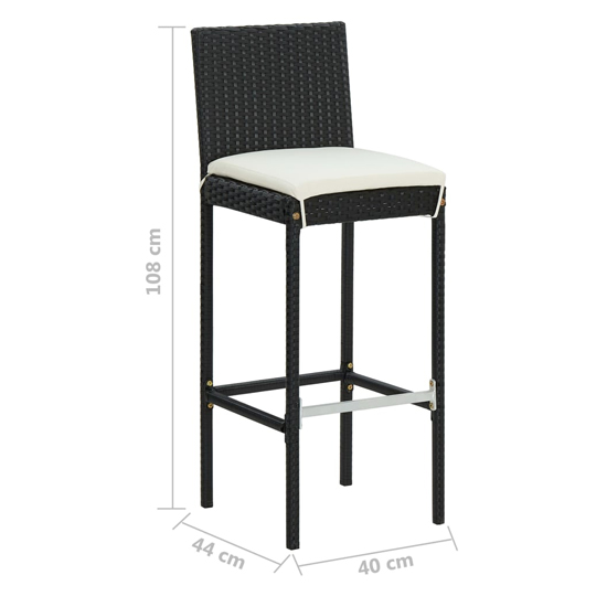 Amy Large Poly Rattan Bar Table With 4 Audriana Chairs In Black